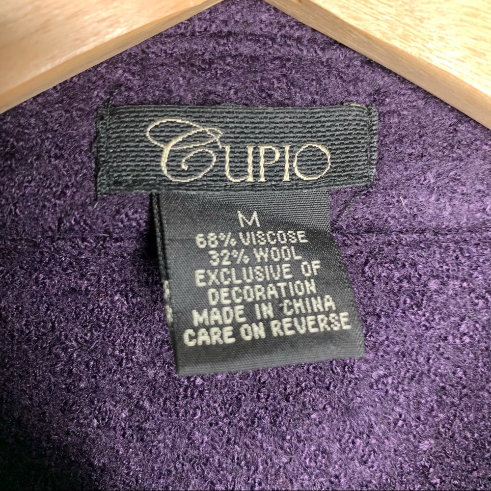 CUPIO Purple Boiled Wool Ruffle Jacket Medium - Picture 3 of 8